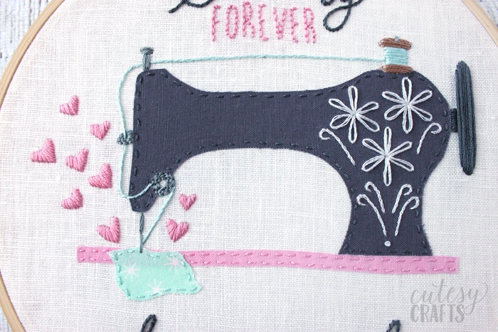 Sewing machine pdf hand embroidery pattern  cutesy crafts shop